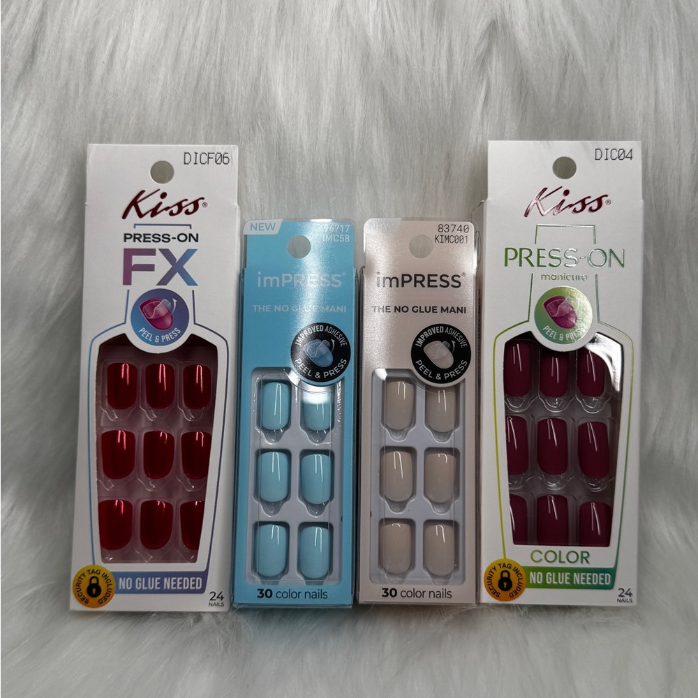 Kiss Press-On & imPRESS Nails - BNIB Lot of 4 * No Glue Needed